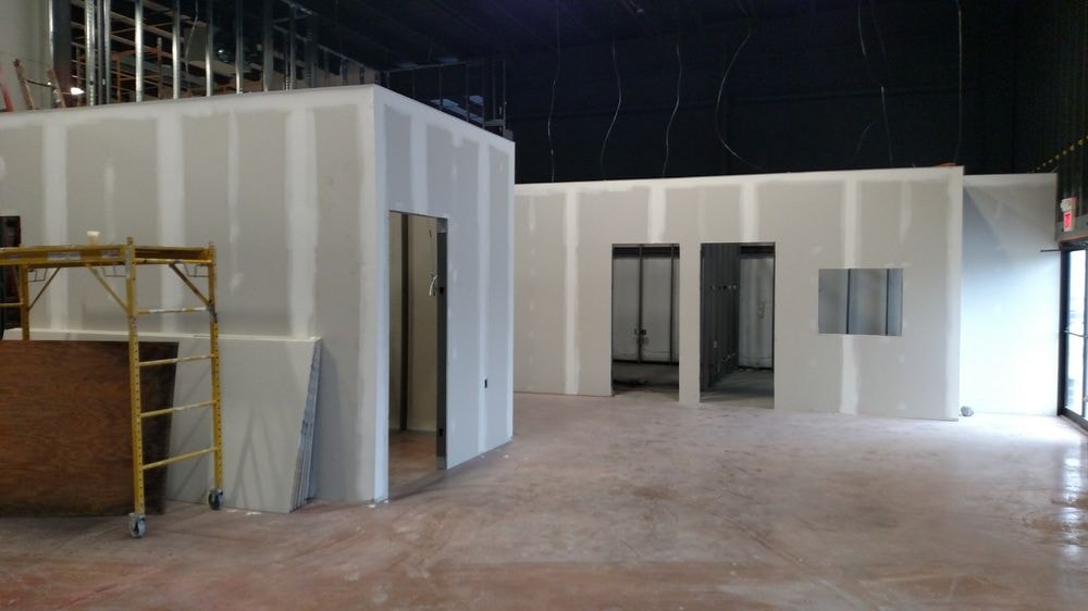 Drywalled offices during a commercial fit-out