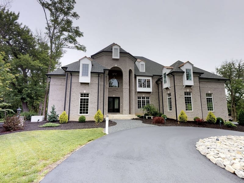 Custom built home exterior with architectural details